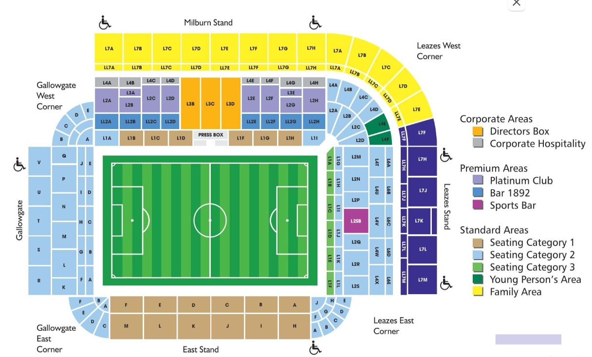 St James' stadium seating plan